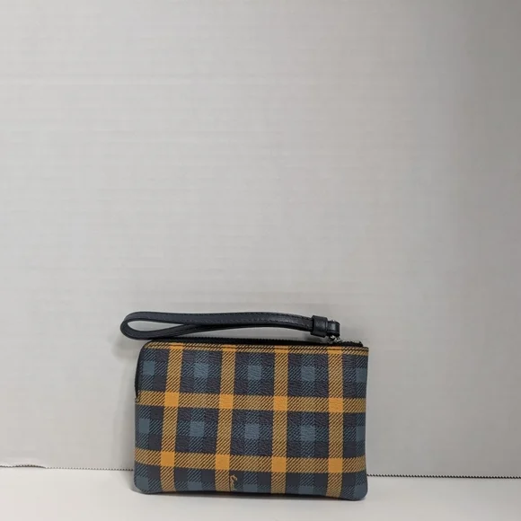 Coach Men's Wristlet in Yellow and Blue Check - Picture 2 of 3